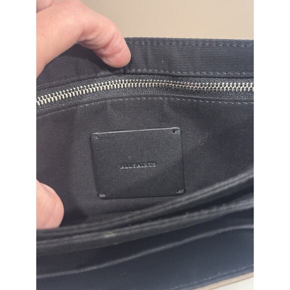 All Saints Harri Crossbody Bag Tan Black Rope Handle Purse Handbag Allsaints - Picture 7 of 13